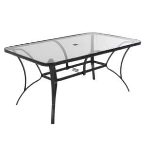 Crook Outdoor Paloma Glass Dining Table In Dark Grey - UK