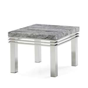 Cotswold Marble Top End Table Square In Grey With Steel Legs - UK