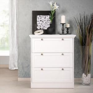 Country Chest Of Drawers In White With 3 Drawers - UK