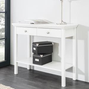 Country Console Table In White With 2 Drawers - UK