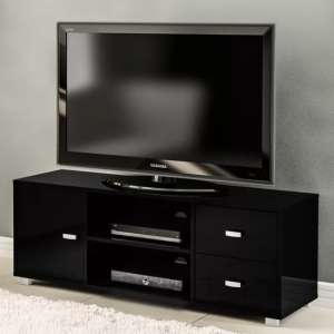 Coven High Gloss TV Stand With 1 Door In Black - UK