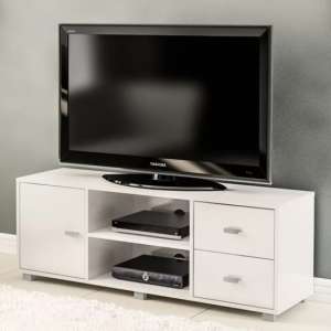Coven High Gloss TV Stand With 1 Door In White - UK
