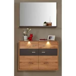 Coyco LED Hallway Furniture Set 7 In Wotan Oak And Grey - UK