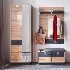 Coyco LED Hallway Furniture Set 8 In Wotan Oak And Grey - UK