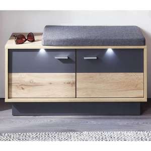 Coyco LED Wooden Seating Bench In Wotan Oak And Grey - UK