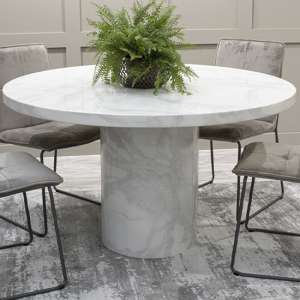 Cupric Round Marble Dining Table In Bone White - UK