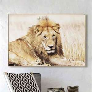 Cursa Golden Lion Picture Glass Wall Art - UK