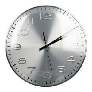 Curved Glass Wall Clock With Silver Metal Frame - UK