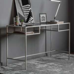 Custer Clear Glass Laptop Desk With Silver Metal Frame - UK