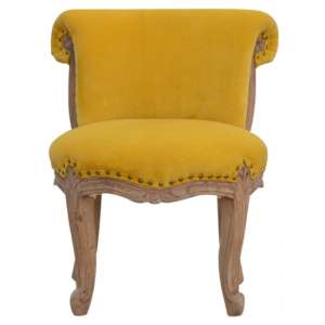 Cuzco Velvet Accent Chair In Mustard And Sunbleach - UK