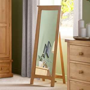 Cyprian Wooden Cheval Mirror In Chunky Pine Frame - UK