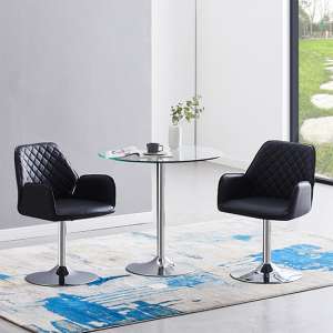 Dante Clear Glass Dining Table With 2 Bucketeer Black Chairs - UK