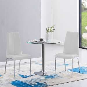 Dante Clear Glass Dining Table With 2 Opal White Chairs - UK