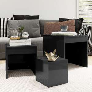 Darice High Gloss Nest Of 3 Tables In Grey - UK