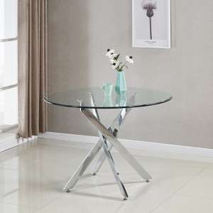 Daytona Round Clear Glass Dining Table With Chrome Legs - UK