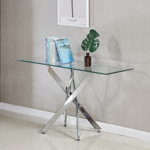 Daytona Clear Glass Console Table With Chrome Legs - UK