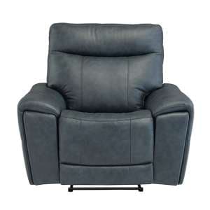 Deland Faux Leather Electric Recliner Armchair In Blue - UK