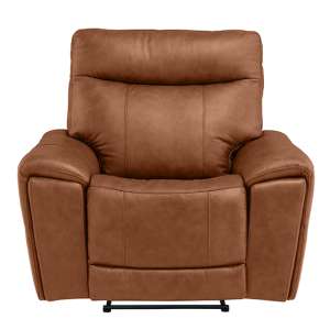 Deland Faux Leather Electric Recliner Armchair In Tan - UK