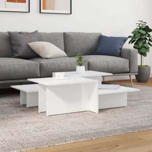 Delft High Gloss Set Of 2 Coffee Tables In White - UK