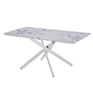 Deltino High Gloss Dining Table In Diva Marble Effect - UK