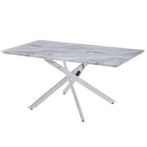 Deltino High Gloss Dining Table In Magnesia Marble Effect - UK