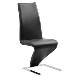 Demi Z Faux Leather Dining Chair In Black With Chrome Feet - UK