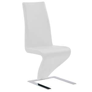 Demi Z Faux Leather Dining Chair In White With Chrome Feet - UK