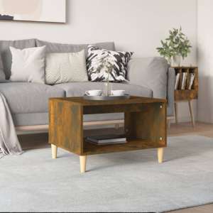 Demia Wooden Coffee Table With Undershelf In Smoked Oak - UK