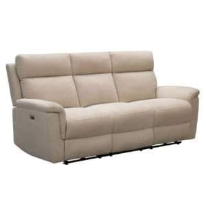Dessel Chenille Fabric Fixed 3 Seater Sofa In Natural - UK