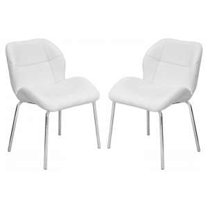 Dinky Bistro White Faux Leather Dining Chairs In Pair - UK