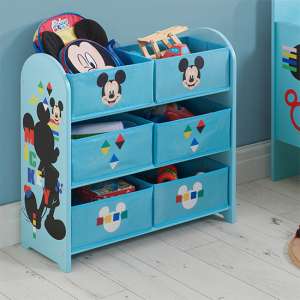 Disney Mickey Mouse Childrens Wooden Storage Cabinet In Blue - UK
