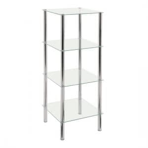 4 Tier Glass Display Unit In Clear With Chrome Supports - UK