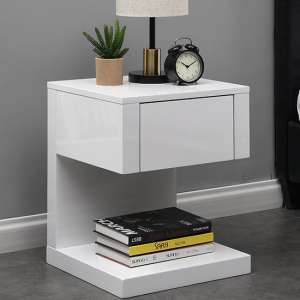 Dixon High Gloss Bedside Cabinet With 1 Drawer In White - UK