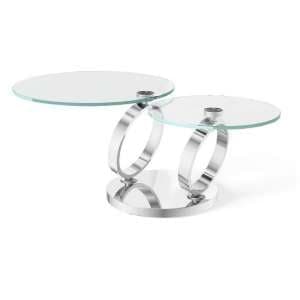 Donatella Magic Ring Swivel Glass Coffee Table With Steel Base - UK