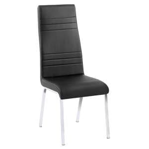 Dora Faux Leather Dining Chair In Black With Chrome Legs - UK