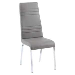 Dora Faux Leather Dining Chair In Grey With Chrome Legs - UK