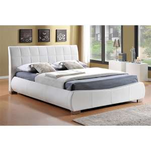 Dorado Faux Leather Double Bed In White - UK