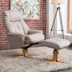 Dox Plush Swivel Recliner Chair And Footstool In Pebble - UK