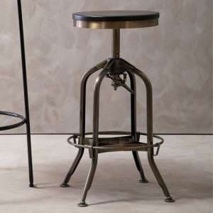 Dschubba Brass Steel Bar Stool With Ash Wooden Seat - UK