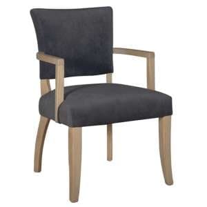 Dukes Velvet Armchair With Wooden Frame In Dark Grey - UK