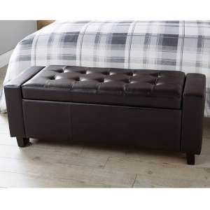 Ventnor Faux Leather Ottoman Storage Blanket Box In Brown - UK