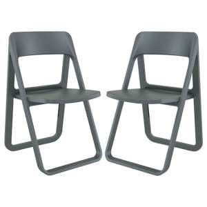 Durham Dark Grey Polypropylene Dining Chairs In Pair - UK