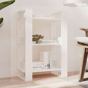 Dylon Pine Wood Bookcase And Room Divider In White - UK
