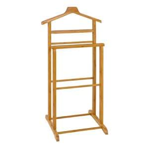 Eagar Bamboo Valet Stand With Clothes Rack In Natural - UK