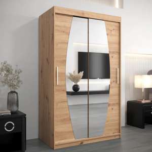 Eden Mirrored Wardrobe 2 Sliding Doors 120cm In Artisan Oak - UK