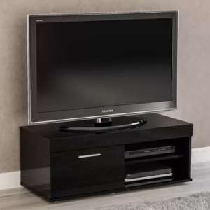 Edged High Gloss TV Stand Small In Black - UK