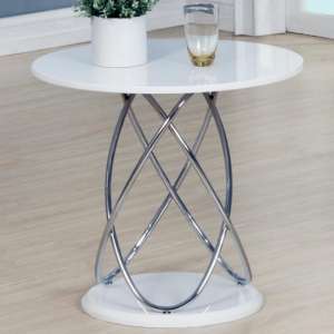 Einav High Gloss Lamp Table Round In White - UK