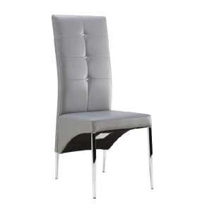 Vesta Studded Faux Leather Dining Chair In Grey - UK