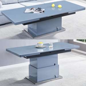 Elgin Extending Glass Top Gloss Coffee To Dining Table In Grey - UK