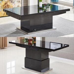 Elgin Extending Glass Top Gloss Coffee To Dining Table In Black - UK